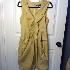 VTG Lida Baday Tucked Dress "6" Silk/Cotton Avant Garde Lux Structured Midi